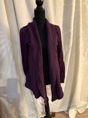 Eddie Bauer Plum Open-Front Knit Cardigan
